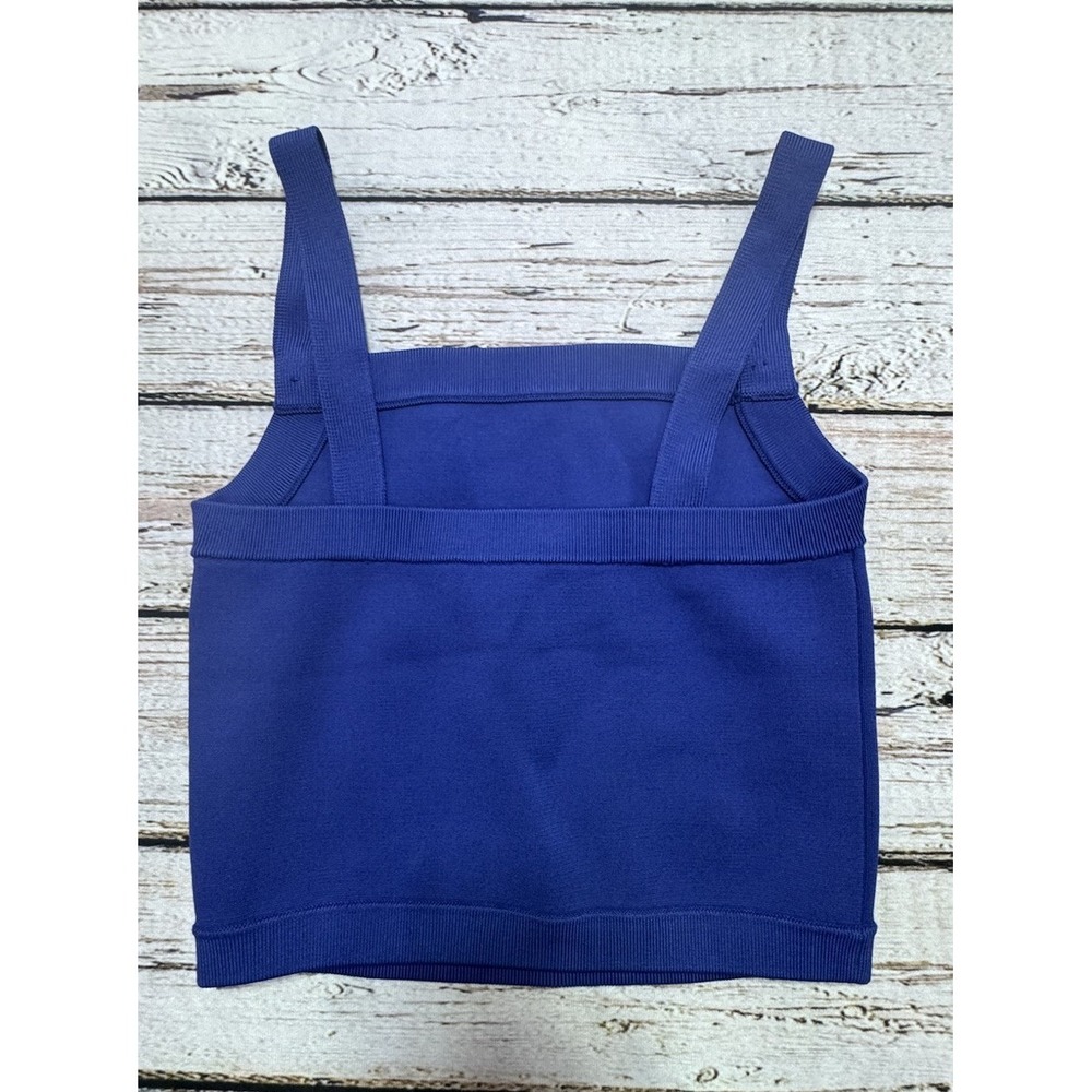 Alice + Olivia Dandi Knit Tank Indigo Blue Engraved Gold Buttons Large - Picture 6 of 6